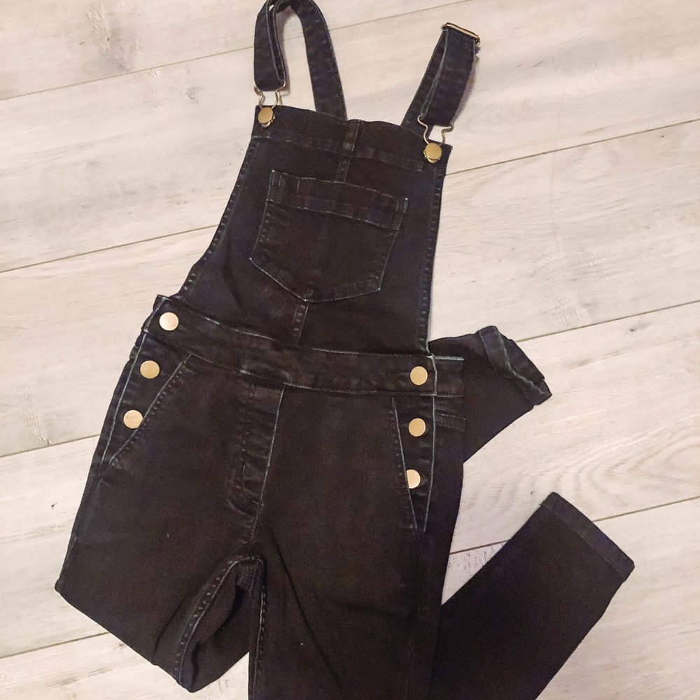 Girls Crewcuts Skinny Black Overalls